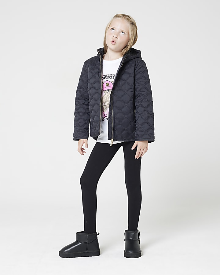 Girls navy lightweight padded jacket