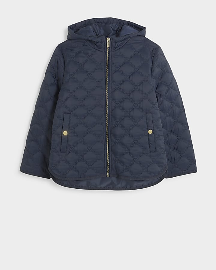 Girls navy lightweight padded jacket