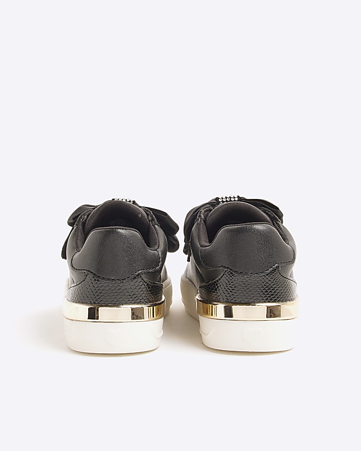 Mini Girls Black Bow Trainers