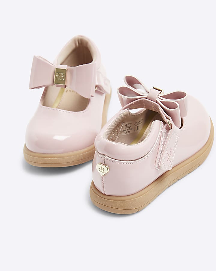 Mini girls pink patent bow mary jane shoes