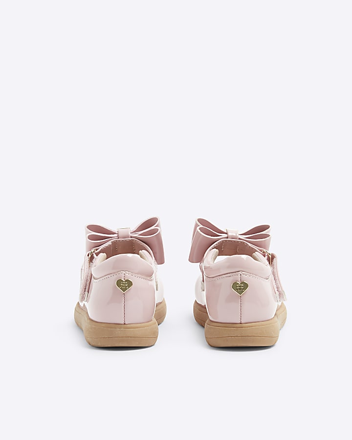 Mini girls pink patent bow mary jane shoes