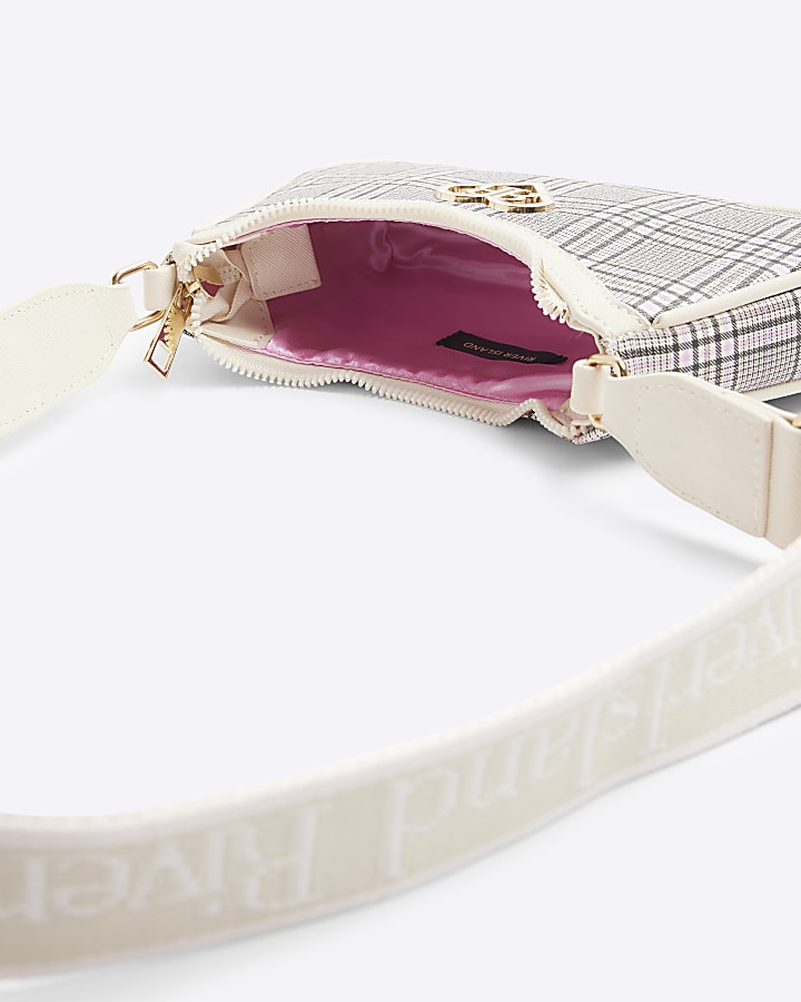 Girls purple check shoulder bag