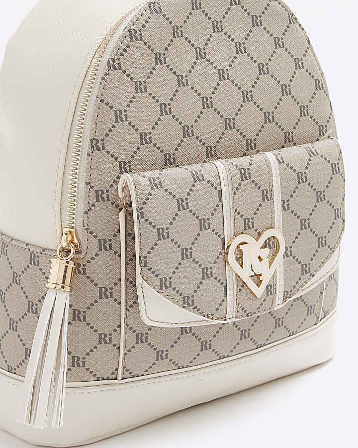 Girls brown RI monogram backpack