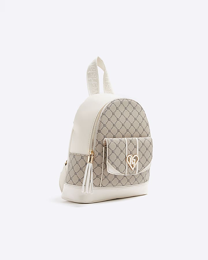 Girls brown RI monogram backpack