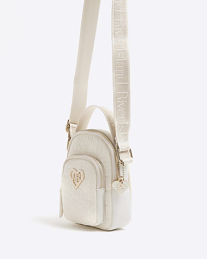 Girls cream embroidered cross body bag