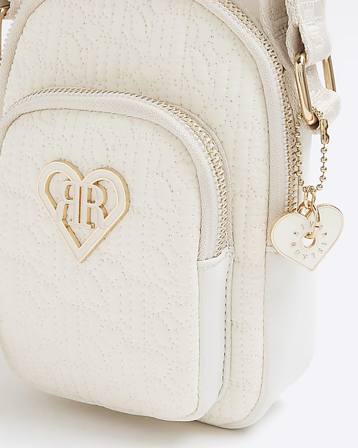 Girls cream embroidered cross body bag