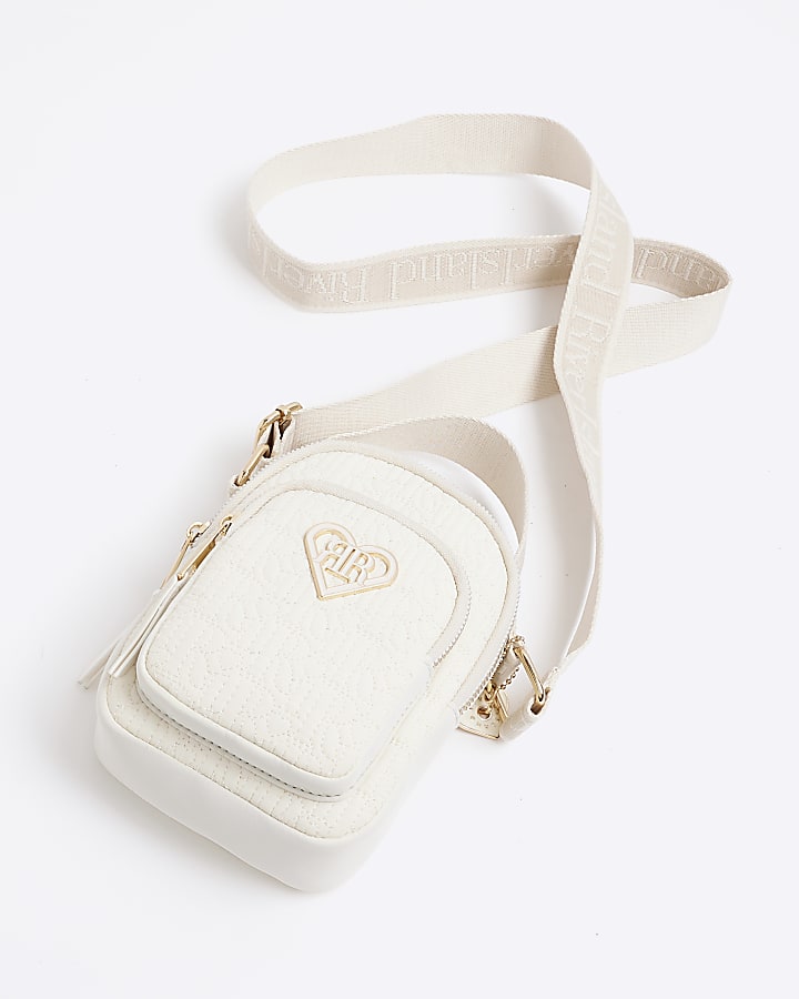 Girls cream embroidered cross body bag