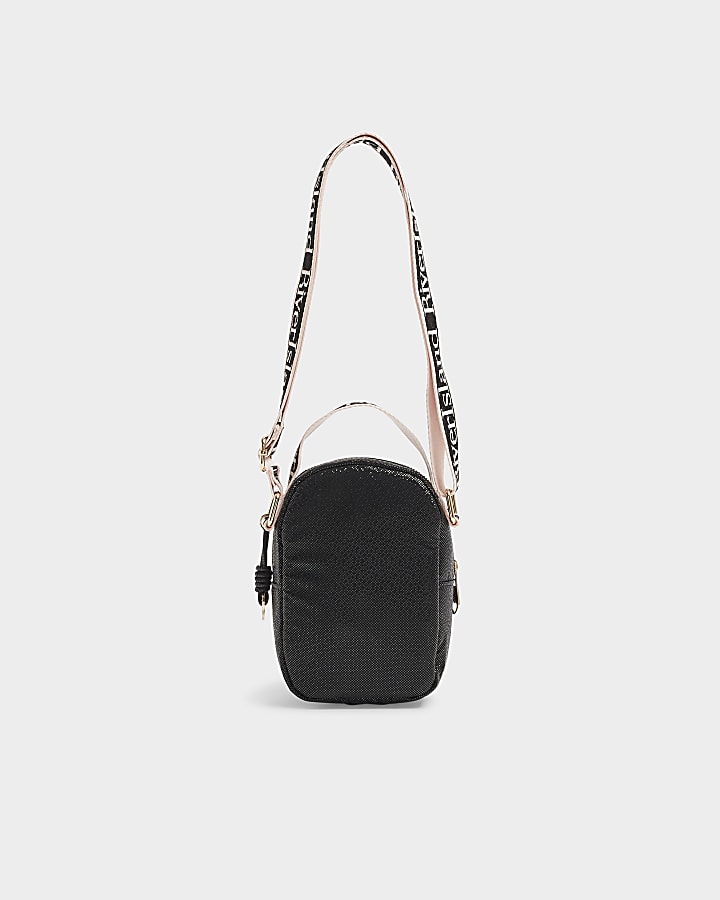 Girls black zip cross body bag