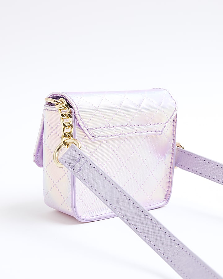 Girls purple iridescent small cross body bag