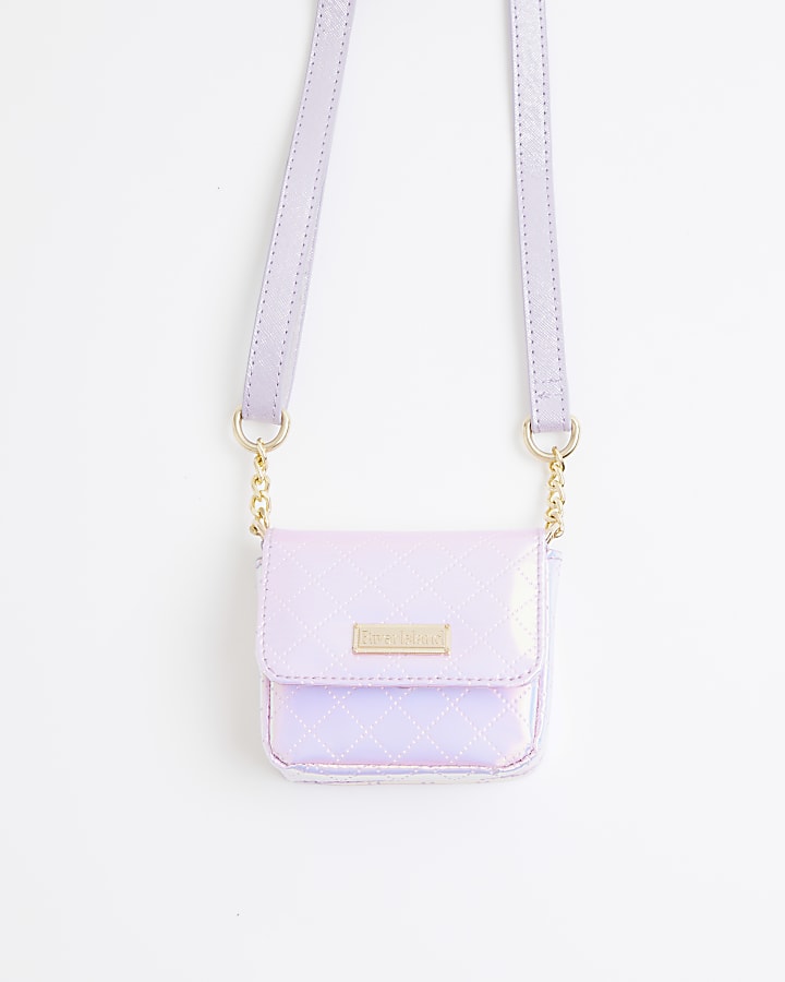 Girls purple iridescent small cross body bag