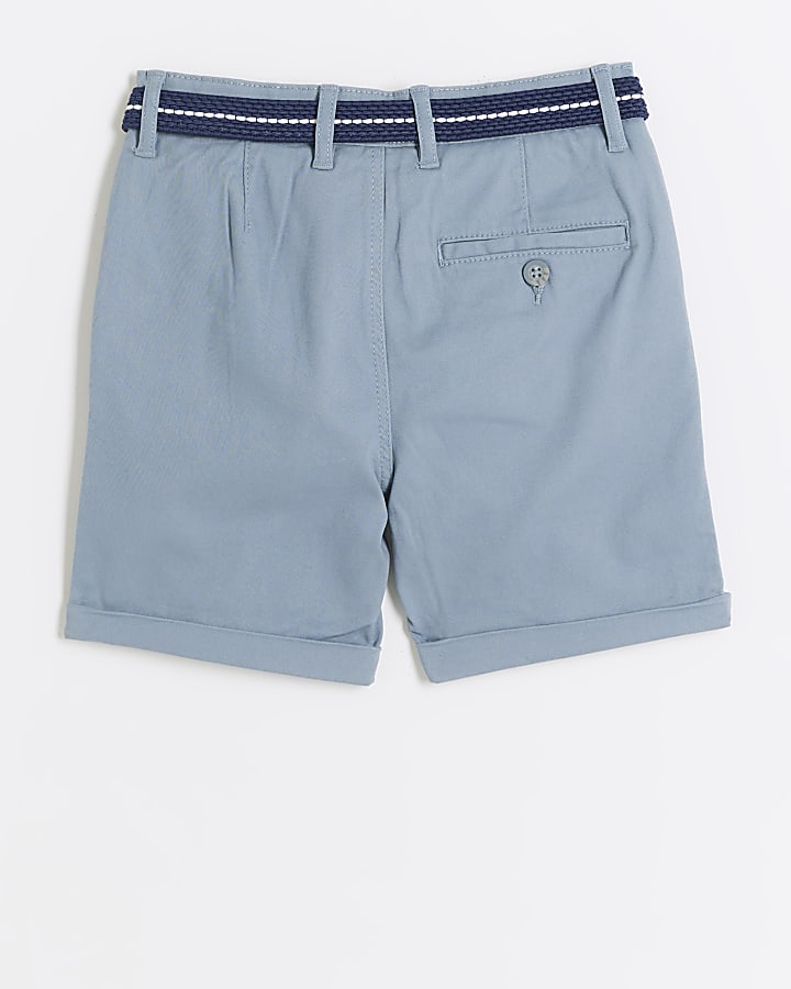 Boys grey belted chino shorts