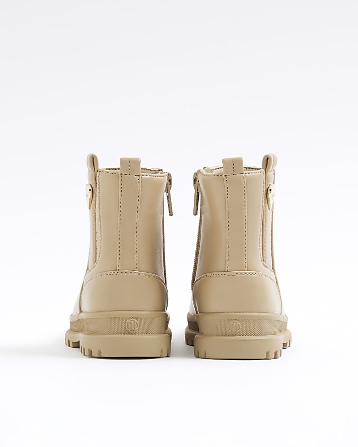 Mini Girls Beige Faux Leather Chelsea Boot