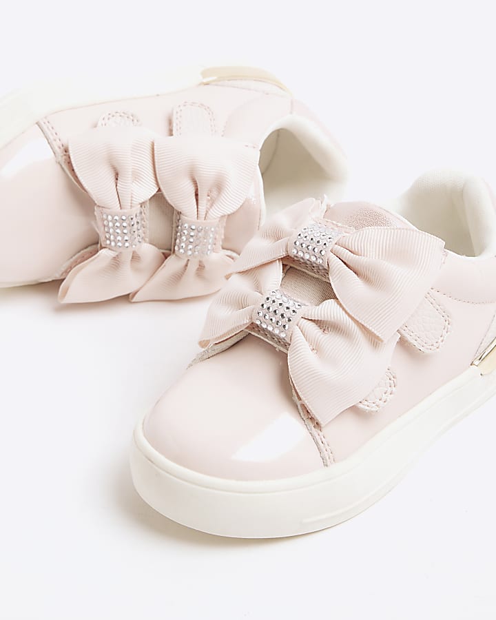 Mini Girls Pink Bow Trainers