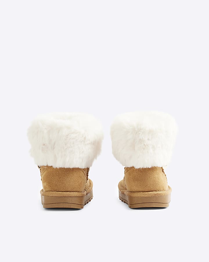 Mini girls Beige Suedette Boots