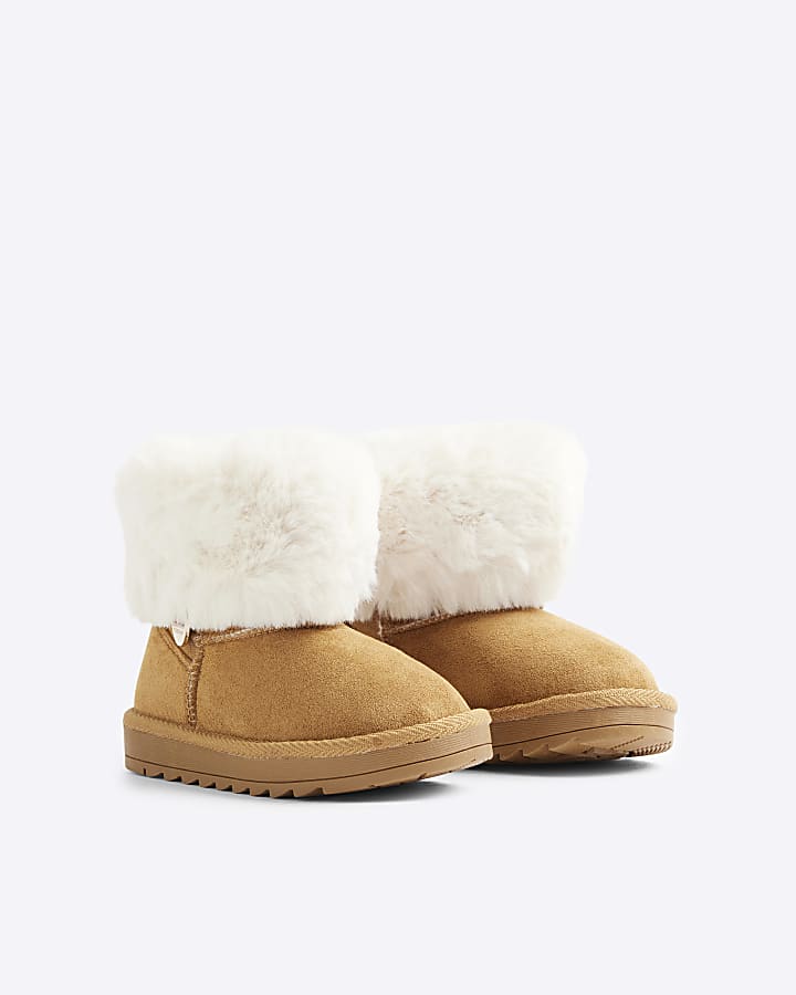 Mini girls Beige Suedette Boots