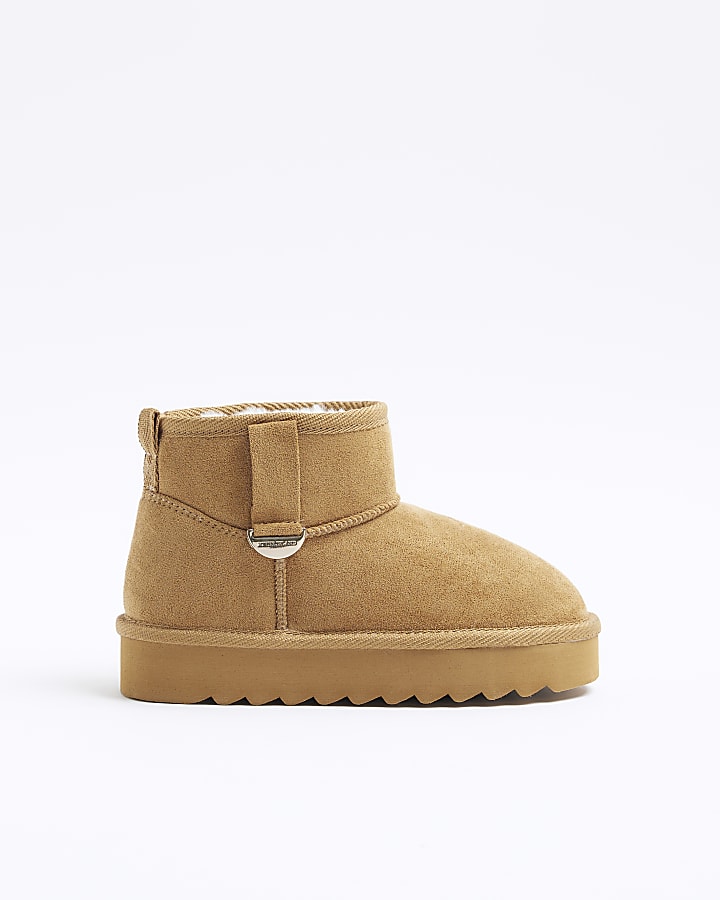 Girls beige suedette boots