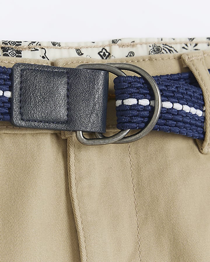 Boys stone belted chino shorts