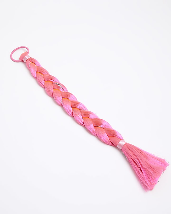 Girls pink plaited fake hair