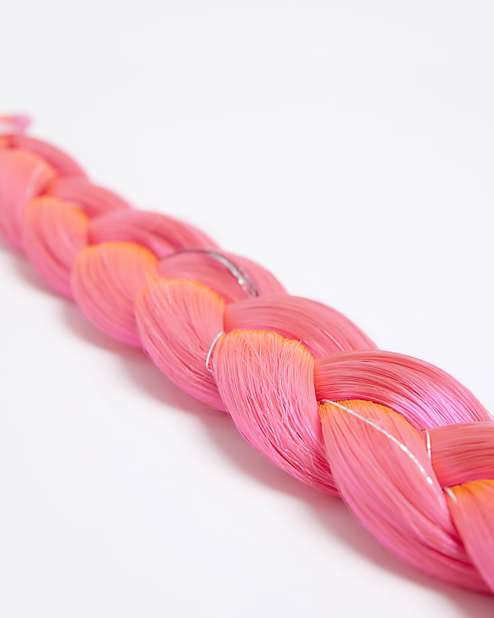 Girls pink plaited fake hair