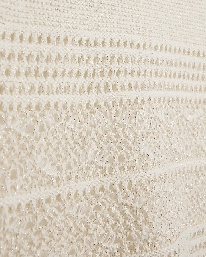 Girls cream crochet glitter tank top