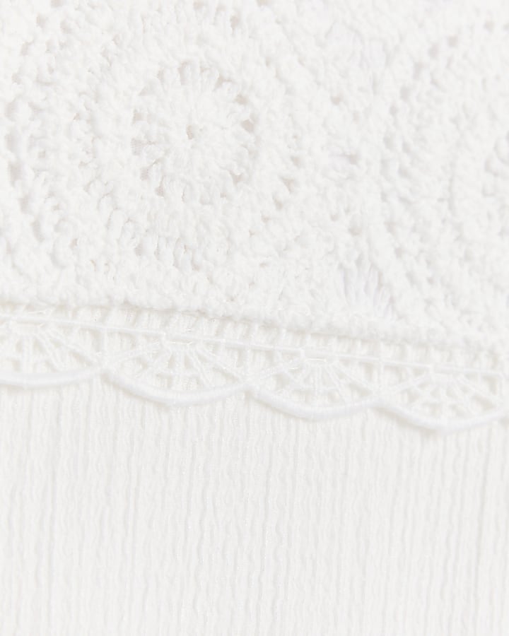 Girls white crochet jumpsuit