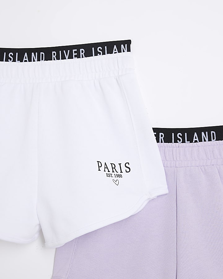 Girls purple RI waistband shorts 2 pack