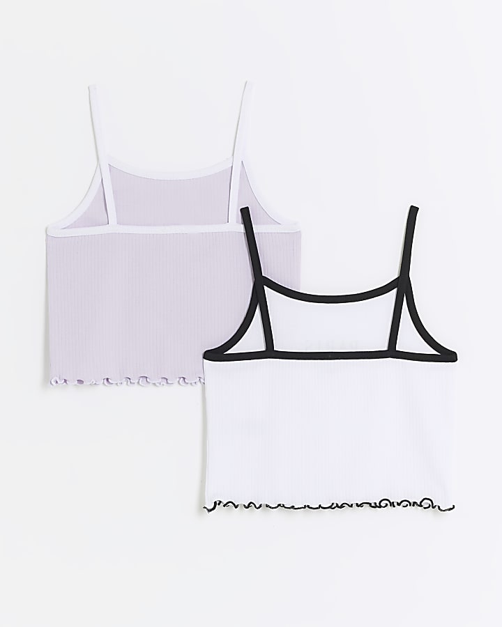 Girls purple ribbed cami top 2 pack