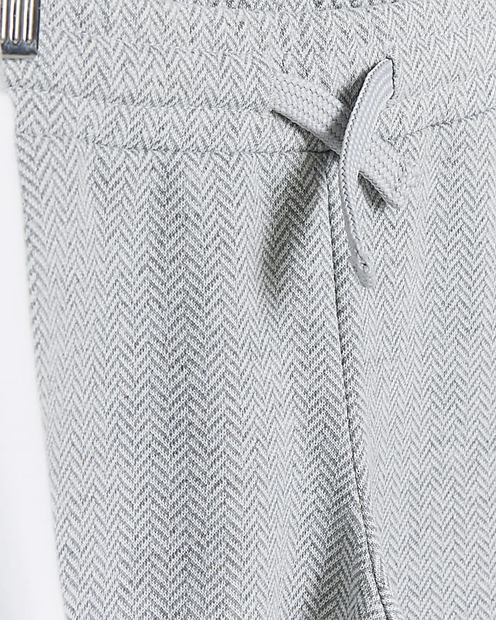 Mini Boys Grey Herringbone Shacket and shorts