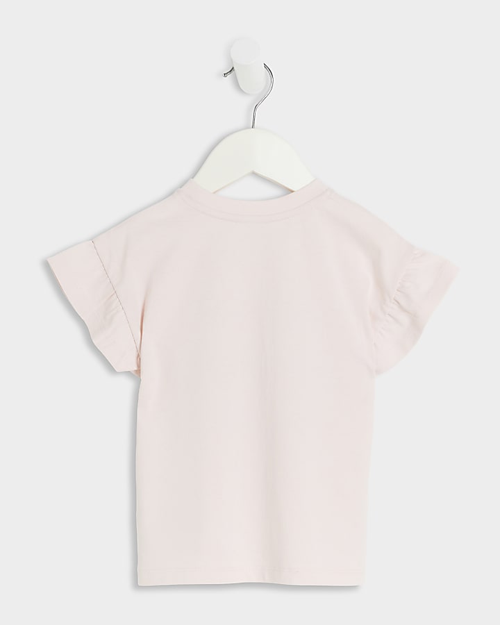 Mini girls pink embellished bow t-shirt