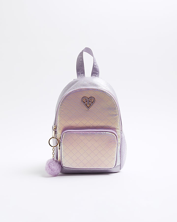 Girls purple iridescent backpack River Island