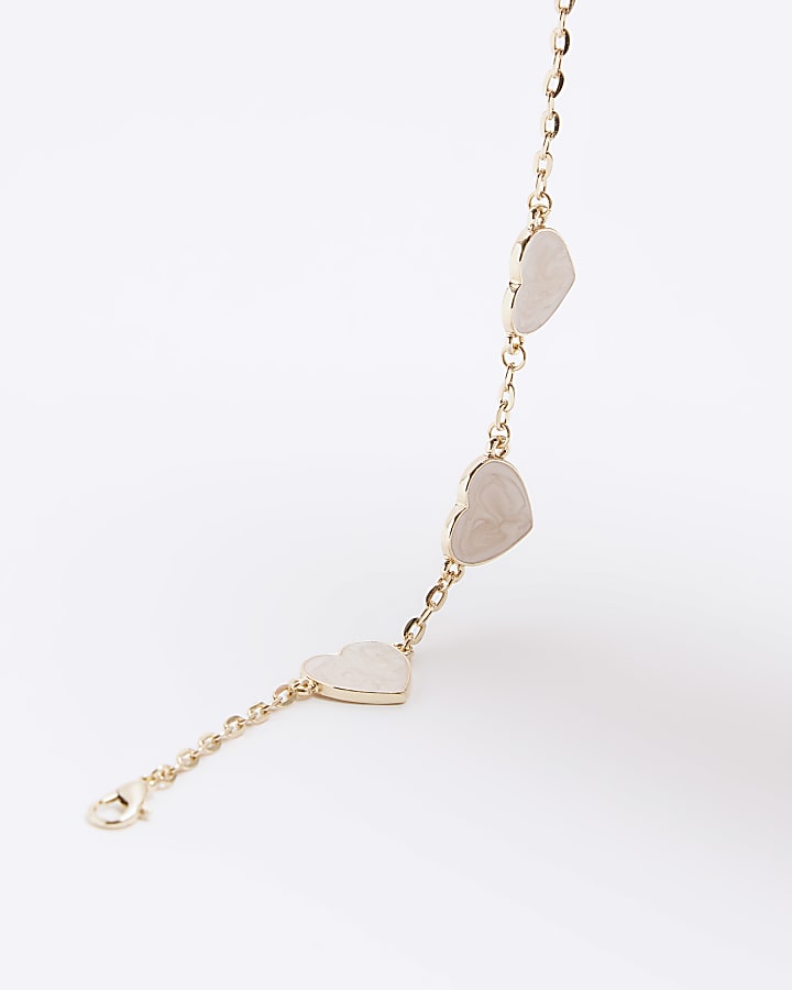 Gold colour heart charm bracelet