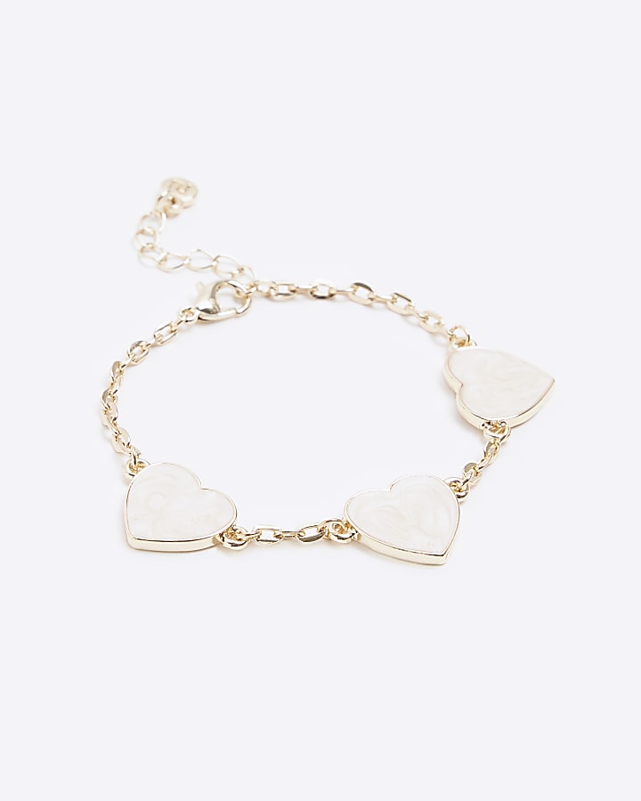 Gold colour heart charm bracelet