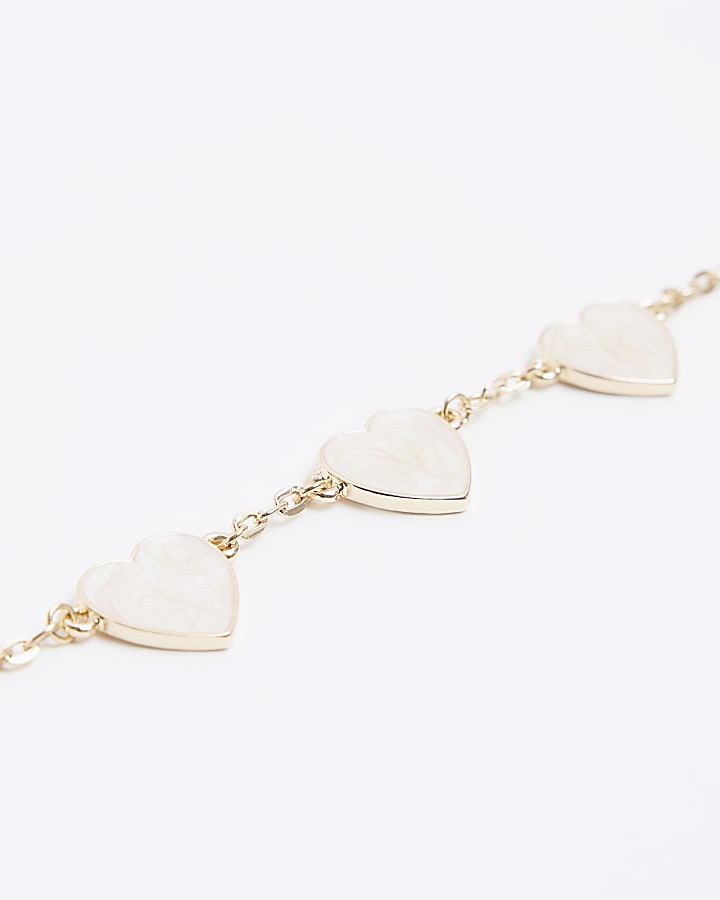 Gold colour heart charm bracelet