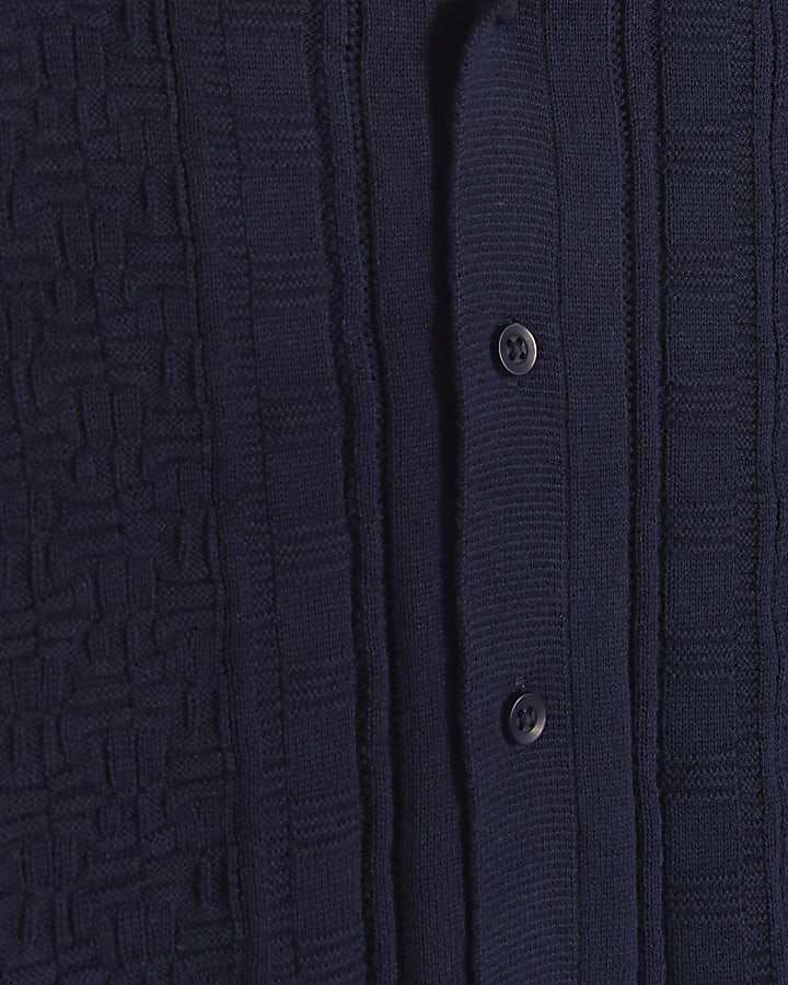 Mini Boys Navy Revere Shirt and Shorts Set