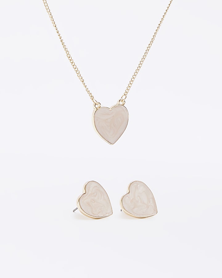 Gold colour heart pendent necklace