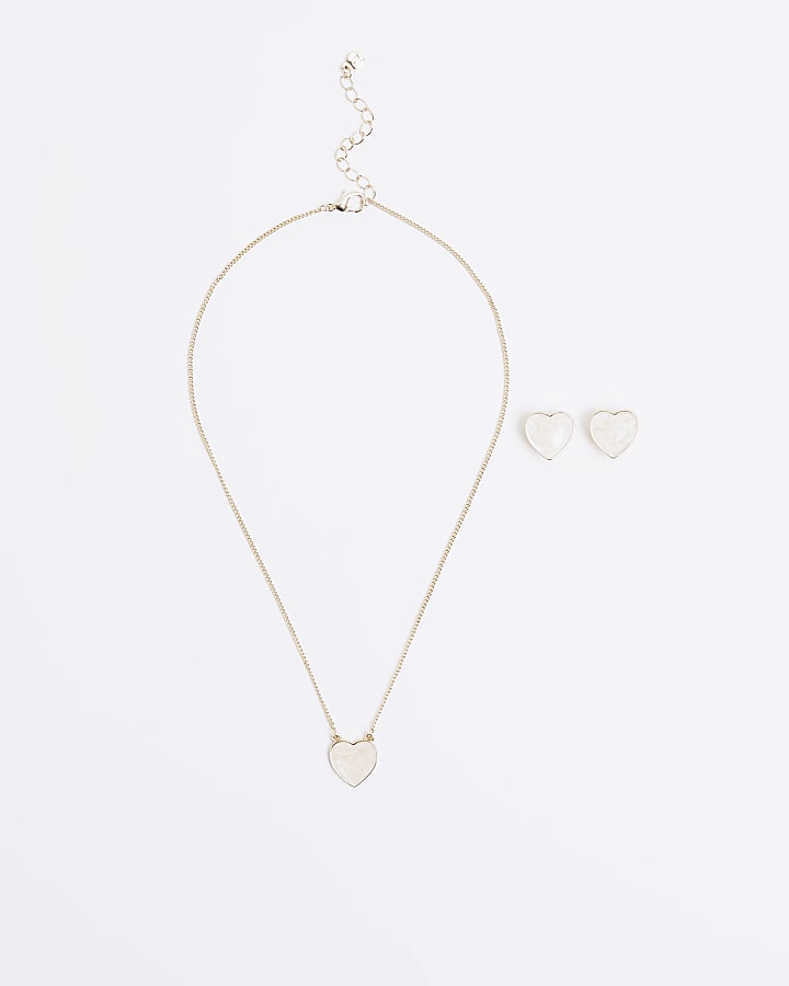 Gold colour heart pendent necklace