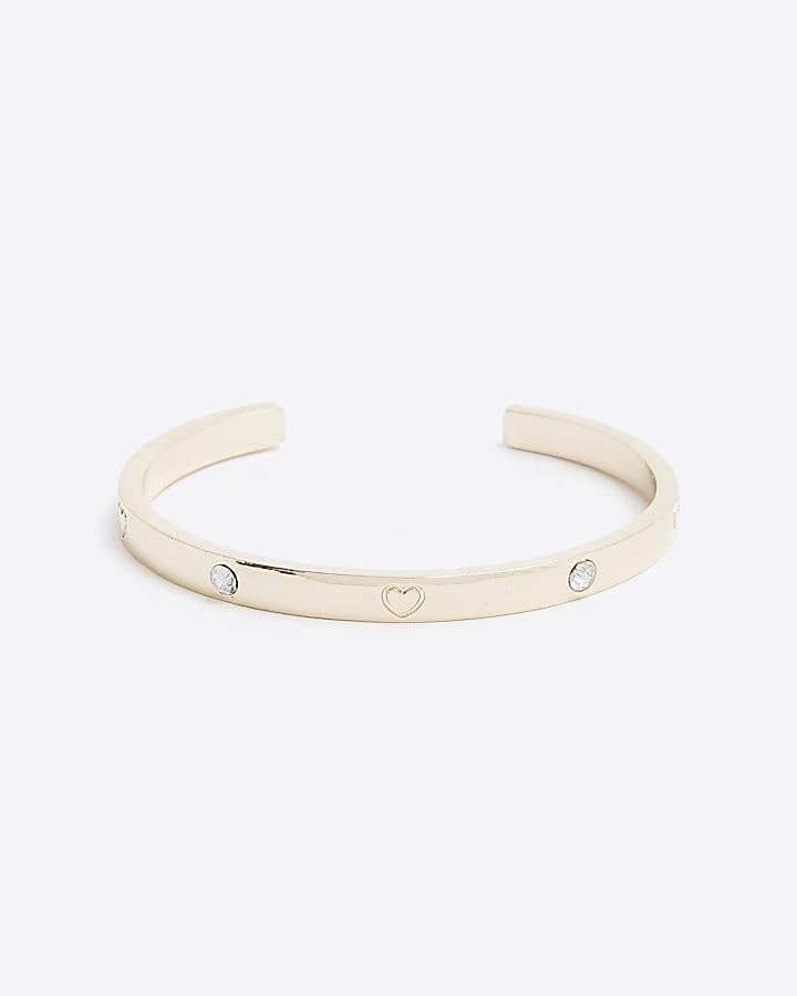 Girls Gold Heart Cuff Bracelet