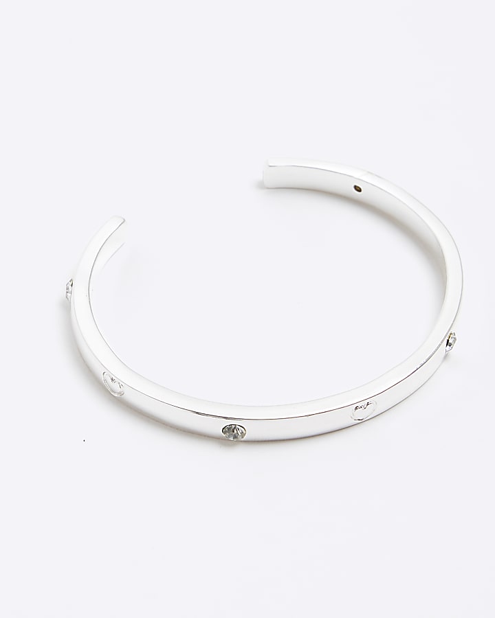 Girls Silver Heart Cuff Bracelet