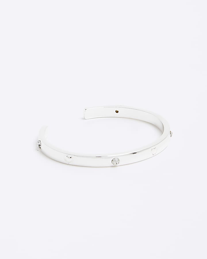 Girls Silver Heart Cuff Bracelet