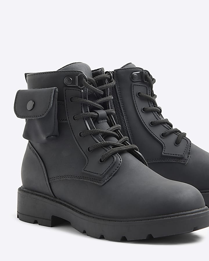 Boys black pocket boots