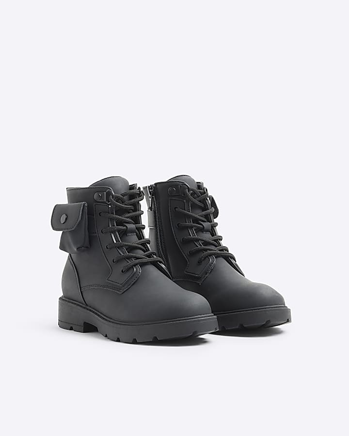 Boys black pocket boots