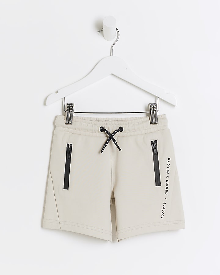 Mini boys ecru tech shorts River Island