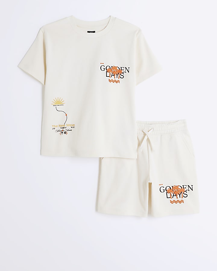 Boys stone golden days shorts set