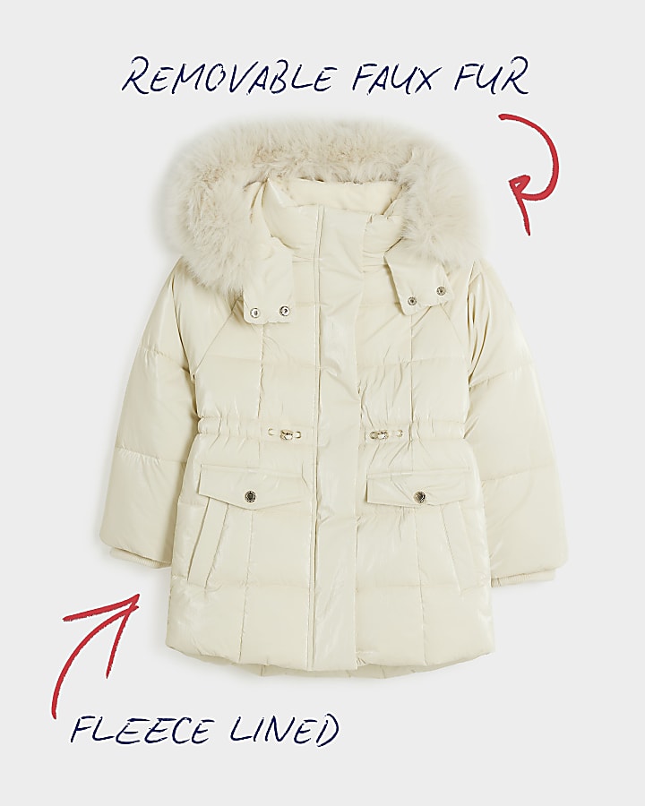 Girls cream padded jacket