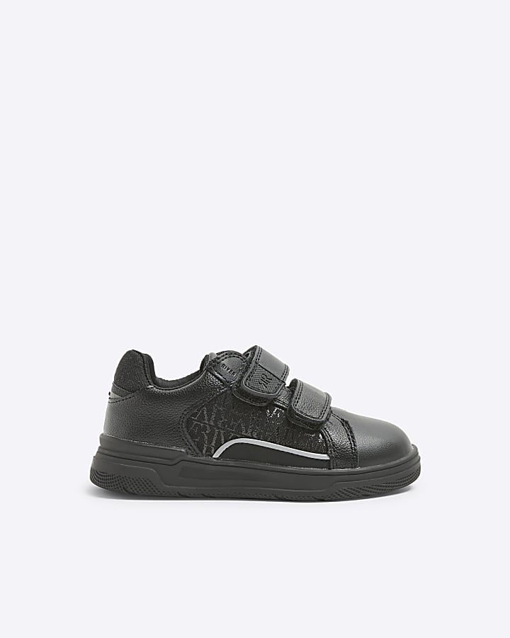 Mini Boys black monogram panel trainers