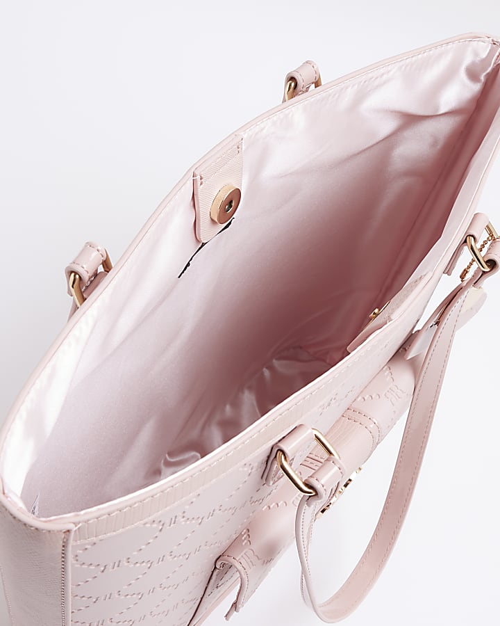 Girls pink embossed shopper bag