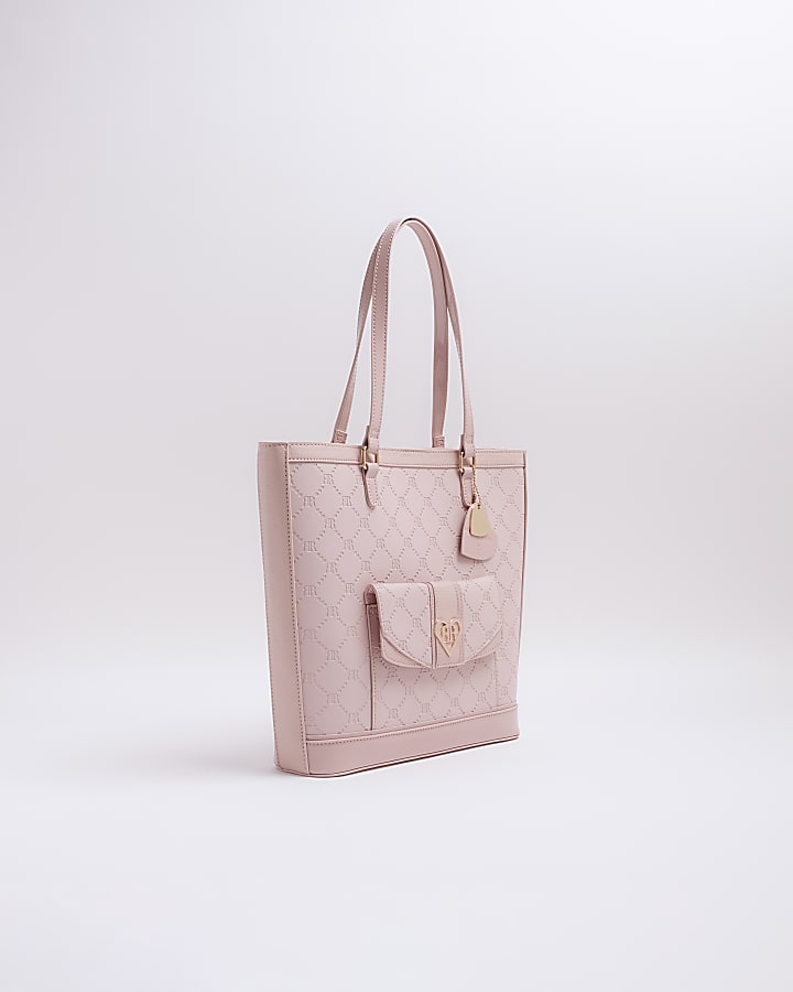 Girls pink embossed shopper bag