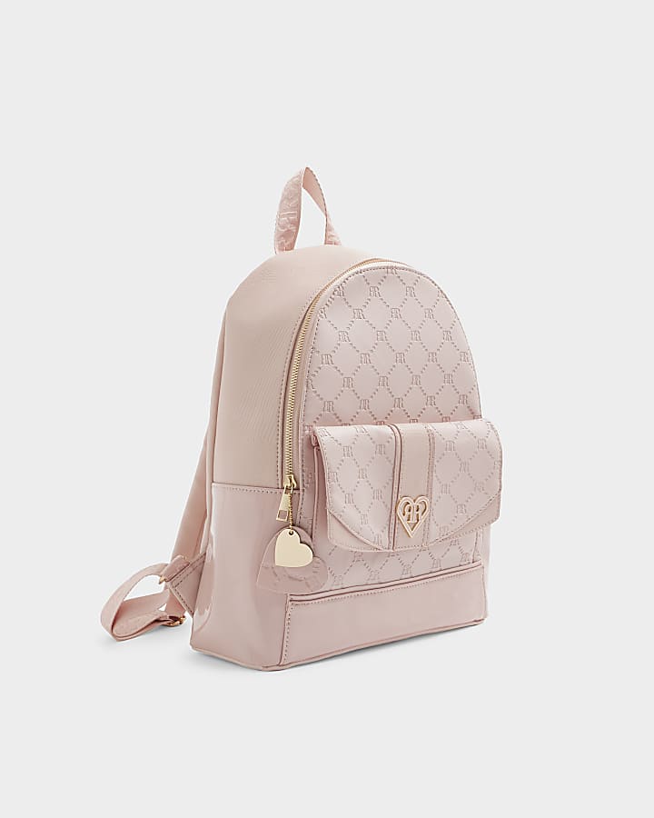 Girls pink RI embossed pocket backpack