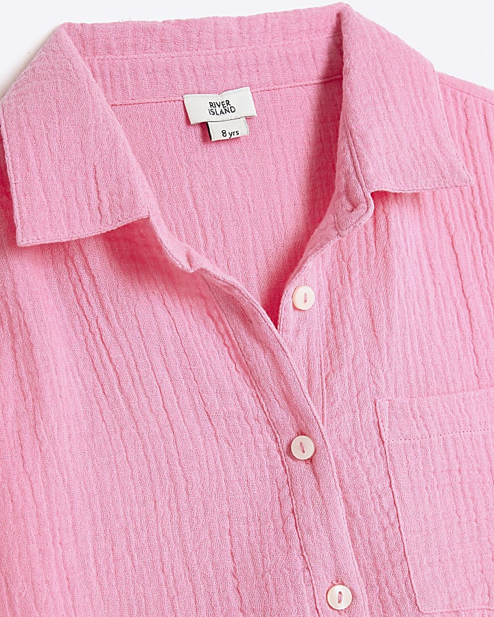 Girls pink textured shirt