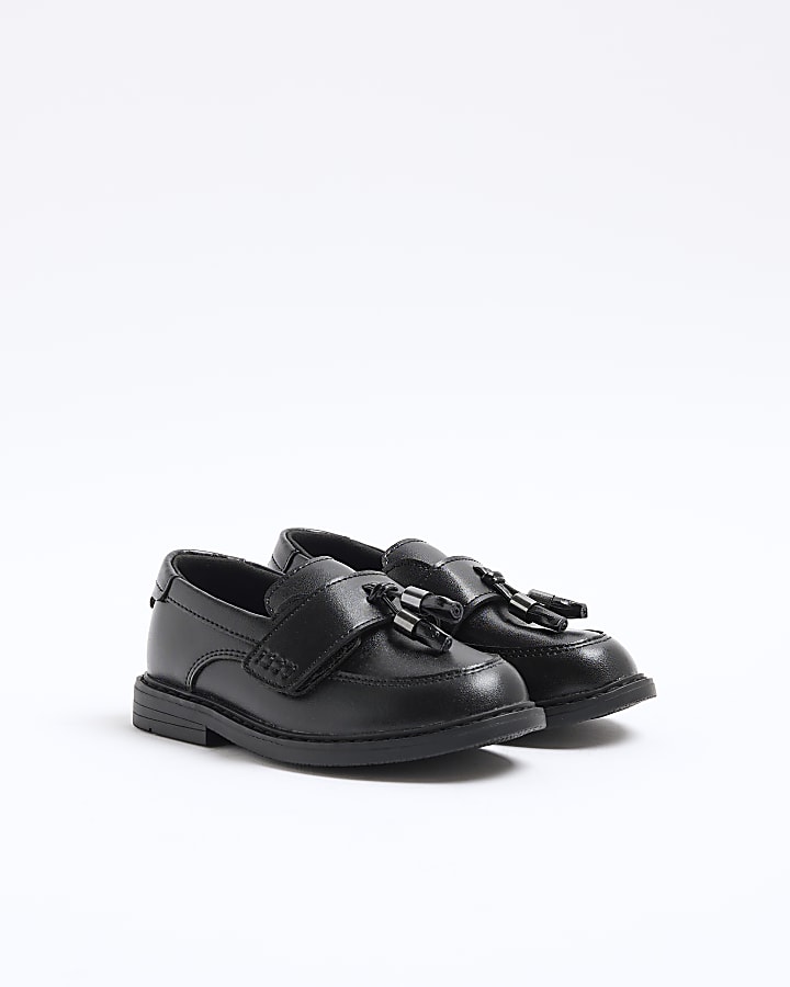 Mini boys black tassel loafers